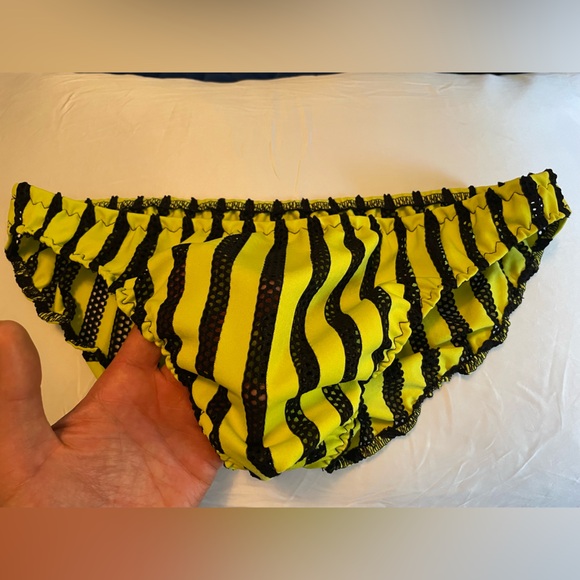 Striped Yellow and Black Men's Swim Briefs - Picture 2 of 7